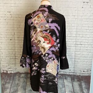 CITRON of Santa Monica Silk Tunic Blouse Kimono lagenlook longline modest boho